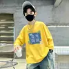 Camiseta de Manga Longa para Meninos Estilo Primavera e Outono 2026 Nova Camisa de Base Infantil Menino Algodão Puro Roupas de Outono Estilo Coreano Top Estiloso