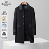 Abrigo de Plumas de Ganso Abrigo de Lana Doble Cara Nuevo para Otoño e Invierno para Hombre Forro Desmontable de Plumas de Ganso Abrigo de Lana Doble Cara de Longitud Media