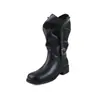 Botines cortos de piel de vaca súper suaves con punta redonda para mujer, nuevo modelo 2026, botas de montar de tacón grueso que aumentan la altura, botas western versátiles, botas de tacón apilado fruncidas
