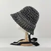 Nuevo Sombrero de Pescador Retro Versátil con Cordones para Mujer, Estilo Liso, Circunferencia de Cabeza Grande, Sombrero de Sol de Ala Dividida, Sombrero Simple para el Sol al Aire Libre