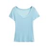 Verano 2025 Tela de Lyocell Cuello en U Grande Holgada Adelgazante Camiseta Versátil Manga Corta Transparencia Mínima Top Perezoso para Mujer