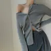 Chaqueta Cardigan de Punto Versátil Estilo Coreano de Lana Sintética para Primavera y Verano, Prenda Interior Chic, Suéter Rayado, Top Estilo Chanel para Mujer