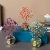 Árbol de la fortuna de cristal natural, grava de cristal, árbol de la fortuna, moneda de aleación, base de cuenco de diamante, adornos de escritorio de árbol de cristal