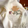 Cachecol 100% Lã Feminino Inverno Peônia Bordado Xale Song Anciãos Mãe Lenço de Pescoço Presente de Aniversário
