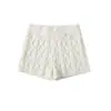 Cardigan com Capuz em Tricô de Trança Estilo Novo Primavera e Outono 2026 para Mulheres, Conjunto Suéter Liso Retrô Americano + Shorts de Cintura Alta