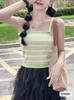 Estilo Caliente de Chica Pura Lujuria 2025 Verano Nuevo Diseño Elegantes Rayas Onduladas Tirantes Cintura Alta Ropa Exterior para Mujeres