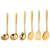 Juego de Espátulas de Acero Inoxidable al por Mayor Herramientas de Cocina para Cocinar Espátula para Filete Espátula para Freír Cucharón Cuchara para Sopa Colador Juego de Seis Piezas