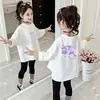 Blusas de algodão puro para meninas, novo estilo outono 2026, camiseta básica de camada interna para meninas, camiseta de manga comprida para meninas mais velhas, primavera e outono