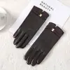 Guantes de Cuero Cálidos para Mujer Pu Para Exteriores Lindos de Invierno Forrados de Felpa A prueba de Viento para Ciclismo A Prueba de Frío para Conducir Engrosados Guantes con Pantalla Táctil