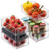 Caja de almacenamiento para refrigerador con protección contra explosiones transfronterizas, caja de almacenamiento para cocina, caja de almacenamiento apilable de material transparente PET.