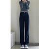 Jeans Negros para Mujer Otoño e Invierno 2025 Forrados de Polar Tallas Grandes Cintura Alta Sueltos Adelgazantes Pierna Ancha Rectos