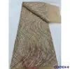 Vestido Estilo Francês com Bordado Pesado de Contas, Tecido de Renda para Casamento, Tecido de Renda com Lantejoulas para Noivas