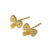 Aretes de lazo de diamantes de oro arena de Vietnam para mujer, temperamento versátil, aretes de mariposa que no se decoloran para enviar a la novia, suministro
