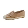 2026 Nuevo Estilo Mocasines Huecos Transpirables para Mujer, Alpargatas Planas Slip-On, Zapatos Versátiles Tejidos de Lino con Suela Suave