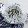 Reloj de Hombre Transfronterizo Estilo de Negocios Reloj de Cuarzo Redondo Hueco Imitación Mecánica Nuevo Reloj Genial Suministro Directo de Fábrica