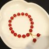 Pulsera de ágata roja natural de 8 mm con explosiones en vivo para mujer. Pulsera tejida con borlas de ágata calcedonia.