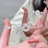 Pulseira de Prata 925 com Contas e Flor de Glicínia para Mulheres, Luxo Leve, Presente de Aniversário Único e Requintado para Namorada ou Melhor Amiga