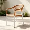 Silla de ratán para patio exterior, mesa y sillas de ocio, balcón al aire libre de jardín para el hogar, silla creativa con respaldo de cuerda para casa de huéspedes, mesa de café pequeña