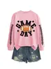 Amazon eBay sitio independiente de moda y único para mujer día de partido colorido fútbol cuello redondo manga larga sudadera