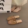 Sandálias Meias Birkenstock Retro Marrom Tecidas com Solado Plano Brisa Noturna para Mulheres, Adequadas para Uso Externo na Primavera e Verão, Sandálias Fechadas na Ponta