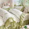 2026 Novo Estilo Estilo Francês Grande Renda Franzida Algodão Cobertor de Cama Conjunto de Colcha Conjunto de Quatro Peças