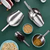 Pala Redonda de Acero Inoxidable, Pala para Té Multiusos, Pala para Hielo, Pala para Harina, Pala Redonda Espesada de Fondo Plano, Pala para Medicina Tradicional China y Alimentos