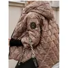 Chaqueta de Algodón con Capucha, Holgada, de Manga Larga, con Retazos, Nueva Moda Otoño/Invierno 2024 para Mujer