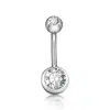 Amazon Transfronterizo G23 Aleación de Titanio Diente Interno Anillo para Ombligo Moda Piercing Doble Diamante Barra Curva Uña de Ombligo Joyería para Piercings