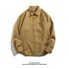 Camisa americana de manga larga gruesa de color liso para hombre y mujer, camisa informal holgada retro de moda, chaqueta de trabajo de estilo japonés.