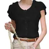 Blusa Feminina Verão 2020 Novo Estilo Coreano Base Solta Emagrecimento Manga de Lótus Renda Manga Curta Chiffon Top para Mulheres