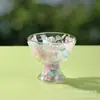 Copo de Sorvete Criativo, Copo de Vidro de Camada Dupla Preenchido com Flores Secas de Alto Borossilicato, Taça Transfronteiriça, Copo de Sobremesa de Aparência Sofisticada