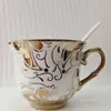 Borda Banhada a Ouro Estilo Europeu Criativo Conjunto de Chá Doméstico Caneca de Cerâmica Estilo Britânico Conjunto de Xícara de Café e Pires