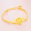 Pulsera de Pavo Real de Oro de Arena Vietnamita Flor Arenada Pulsera para Mujer Latón Chapado en Oro de 24 Quilates Pulsera Chapada en Oro para Mujeres