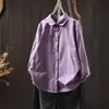 Camisa de Manga Larga de Algodón y Lino de Color Liso Limpia Nueva de Primavera y Otoño para Mujer, Chaqueta Ligera Versátil