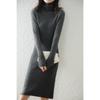 Abrigo a juego Suéter de lana para mujer Vestido con cuello de pelo Adelgazante Ajustado Largo hasta la rodilla Falda base de punto Manga larga Elegante