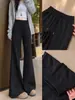 Pantalones acampanados estilo americano negros para mujer, nueva colección otoño 2026, corte ajustado, adelgazantes, casuales, aptos para petite, deportivos, joggers ligeramente acampanados