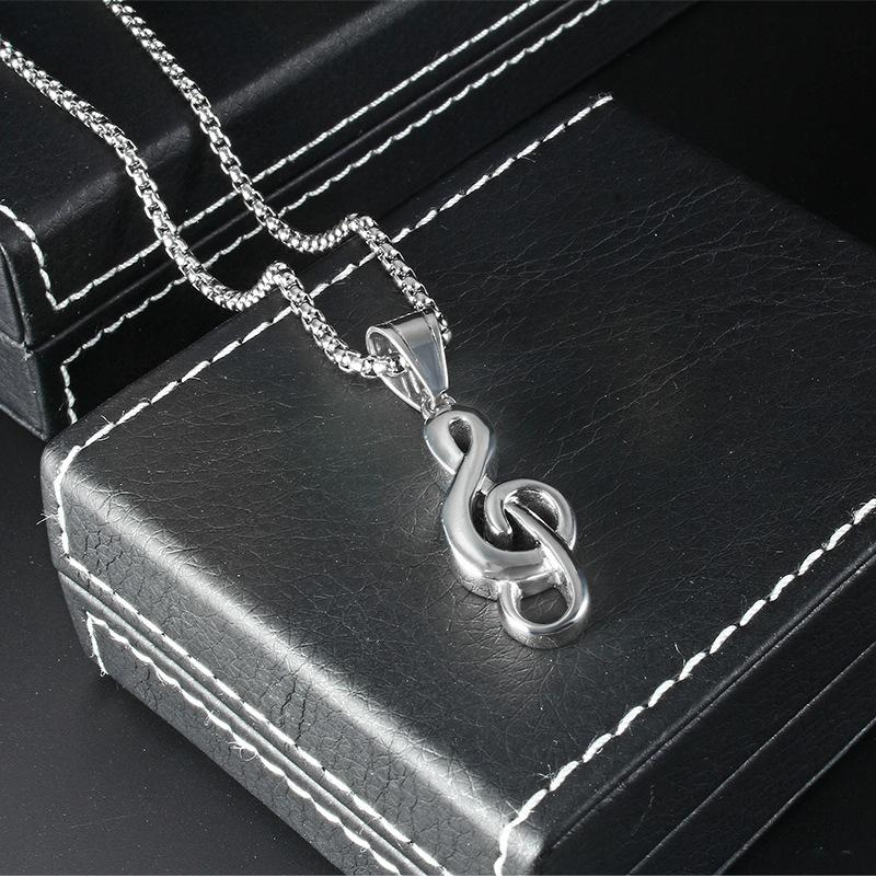 欧美潮流男女士个性音符项链 不锈钢音符吊坠