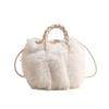 Bolsa Portátil Mao Mao Feminina 2023 Nova Nuvem Plissada de Outono e Inverno Bolsa de Pelúcia com Texto Bolsa de Ombro Crossbody Pequena Bolsa