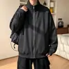 Chaqueta patchwork deconstruida con cuello alto, chaqueta bomber estilo americano para hombre primavera/otoño, chaqueta de béisbol casual de moda nueva 2026