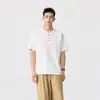 Camiseta de Lino de Alta Gama Transpirable de Manga Corta para Hombre 2026 Verano Nuevo Estilo Blanco en Stock