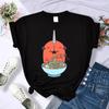 Camiseta Estilo Y2K Anime Japonés Chainsaw Man Dibujos Animados Cuello Redondo