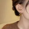 Pendientes Dorados Irregulares Ojo de Tigre Amor Pendientes para Mujer Otoño e Invierno Nicho Pendientes de Lujo Ligero Pendientes