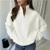 2026 Amazon Europeo y Americano Entre Estaciones Otoño Invierno Holgado Versátil Suéter de Punto Estilo Perezoso Capa Base Ropa Exterior Cardigan con Cremallera