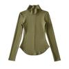 Camiseta Sexy de Solapa de Manga Larga Ajustada Elástica Estilo Europeo y Americano para Mujer, Atuendo de Chica Caliente de Puro Deseo, Capa Interior Ceñida a la Cintura, Camiseta Base para Otoño e Invierno
