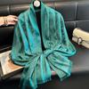 Primavera y verano nuevo pañuelo de seda pata de gallo moda de alta gama combinable chal bufanda de algodón tencel seda dorada