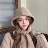Pasamontañas Coreano Suéter de Moda Gorro de Punto Chal con Capucha para Mujer Cálido de Una Pieza Gorro de Lana con Botones Moderno