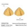 Brincos Xia Ling Moda Europeia e Americana Ins Listrados Geométricos Retrô Aço Inoxidável Galvanizado Cor Dourada 18K Titânio Preservador de Cor