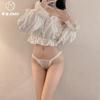 Ropa interior de encaje sexy para mujer, cintura baja, hueca, sexy, transparente, con lazo de malla, ropa interior para mujer, abierta, libre fuera de la cadera