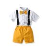 Ropa Infantil de Caballero Británico 2024 para Niños Grande y Pequeño Verano Algodón Camisa de Manga Corta y Pantalones Vestido de Cuatro Piezas