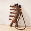 Peine de Masaje de Sándalo Natural, Peine de Masaje de Delfín Portátil Multifuncional de Cinco Dientes, Peine Multifuncional de Madera Maciza para Mujeres